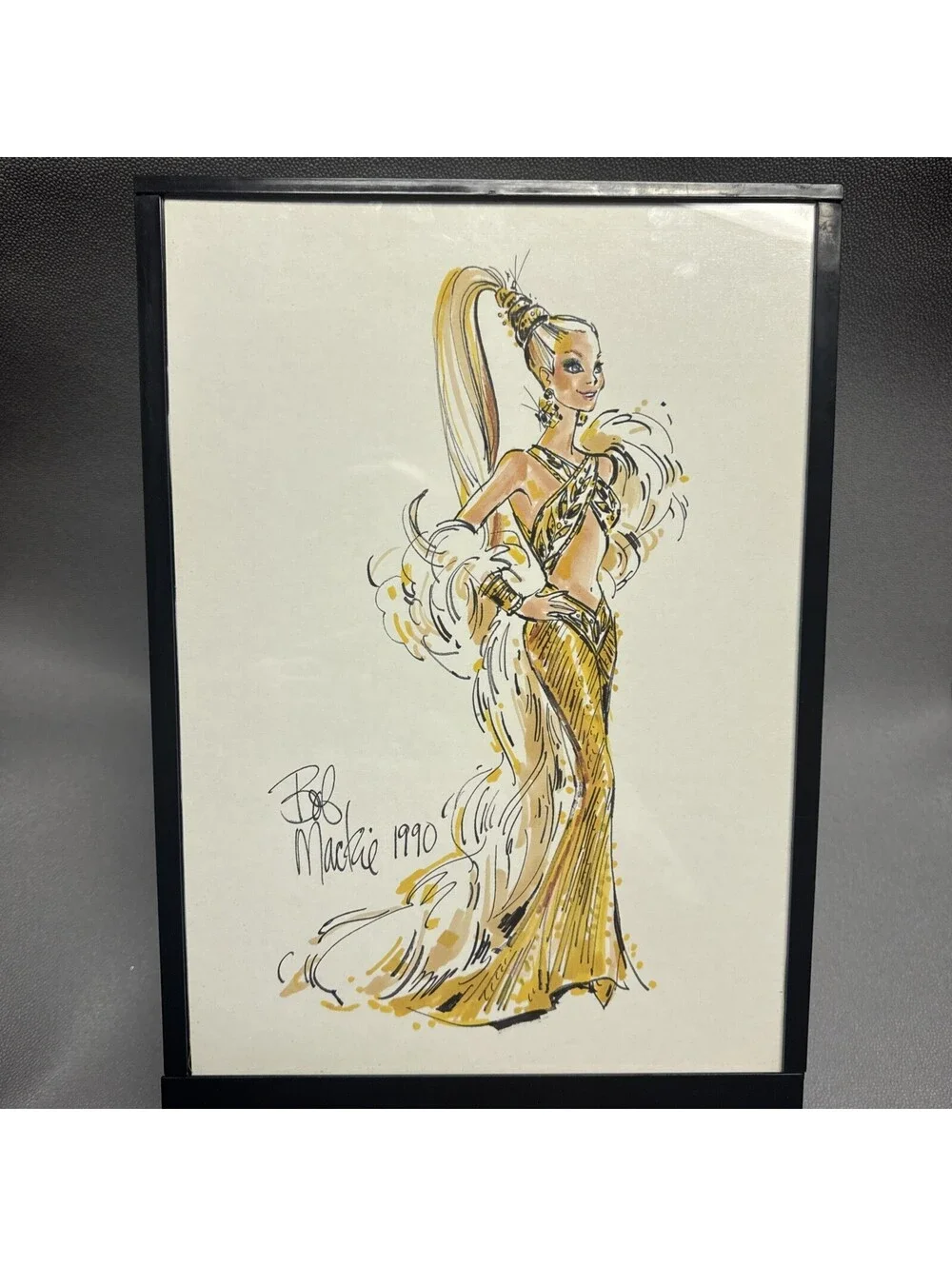 Bob Mackie Gold Barbie 1990 Limited Edition in Display Case Not Mint